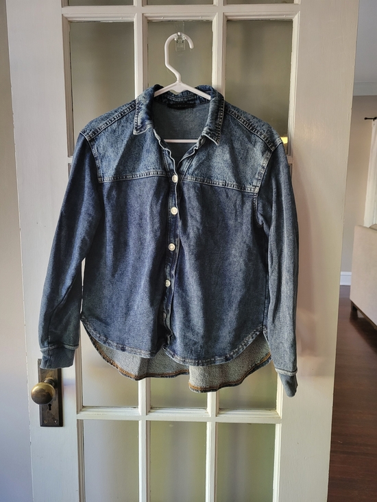 Jane and Delancey Jackets & Blazers - JANE & DELANCEY blue soft denim button-up shirt long sleeve casual Size Small